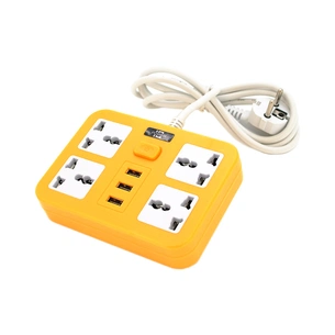 Мережевий фільтр живлення Voltronic TВ-Т15, 4роз, 3*USB Yellow (ТВ-Т15-Yellow) зображення 1