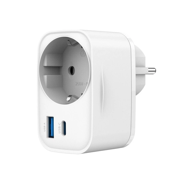 Зарядное устройство Gembird 1xUSB-C PD20W + 1xUSB QC3.0 + Schuko white (TA-ACPDQC20-01-W) - изображение 1