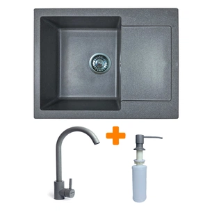 Мийка кухонна Adamant Minimal сірий + змішувач + дозатор (1824296902304) зображення 1