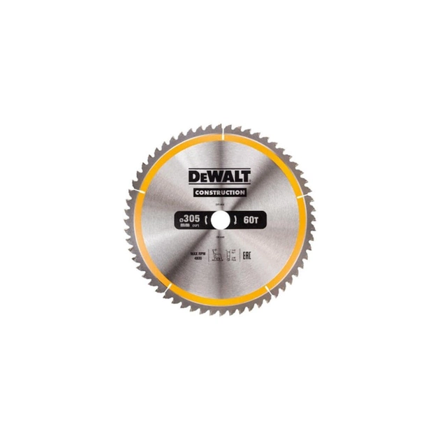 Диск пильний DeWALT СONSTRUCTION ,305 х 30 мм, 60 z, АТВ, 5 град (DT1960) - изображение 1