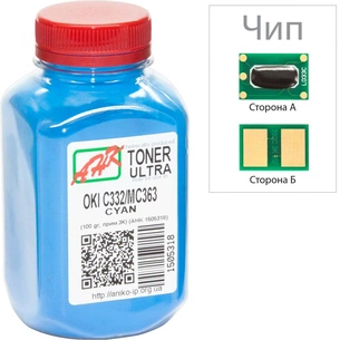 Тонер AHK OKI C332/MC363, 100г Cyan + chip (1505322) зображення 1