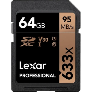 Карта пам'яті Lexar 64GB SDXC class 10 UHS-I U3 V30 633x Professional (LSD64GCB633) зображення 1