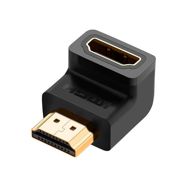 Переходник HDMI M to HDMI F 90° corner Down HD112 black Ugreen (20109) - изображение 1