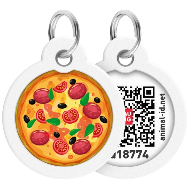 Адресник для животных WAUDOG Smart ID с QR паспортом "Пицца", круг 30 мм (230-4038) - изображение 1