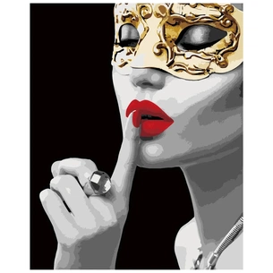 Картина по номерам Strateg Дівчина з золотою маскою 40х50 см (VA-2551) зображення 1