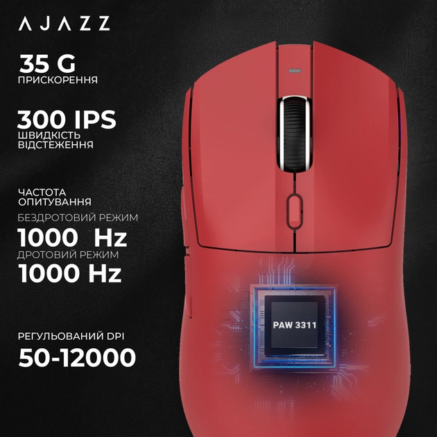 Мишка Ajazz AJ139 V2 MC Wireless/Bluetooth/USB Red (AJ139-V2-MC-R) - зображення 10