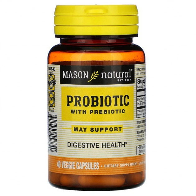Пробіотики Mason Natural Пробіотик з пребіотиків, Probiotic with Prebiotic, 40 вегета (MAV15884) - зображення 1