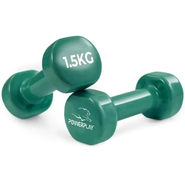 Гантельний набір PowerPlay Achilles 2 х 1,5 кг Зелений (2 (PP_4125_1,5kg_2in) - picture 1