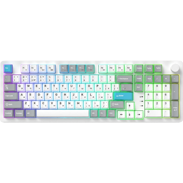 Клавіатура GamePro Asgard Drakkar Keychron Super Red Switch Wireless/Bluetooth/USB UA White (MK305WH) - picture 5