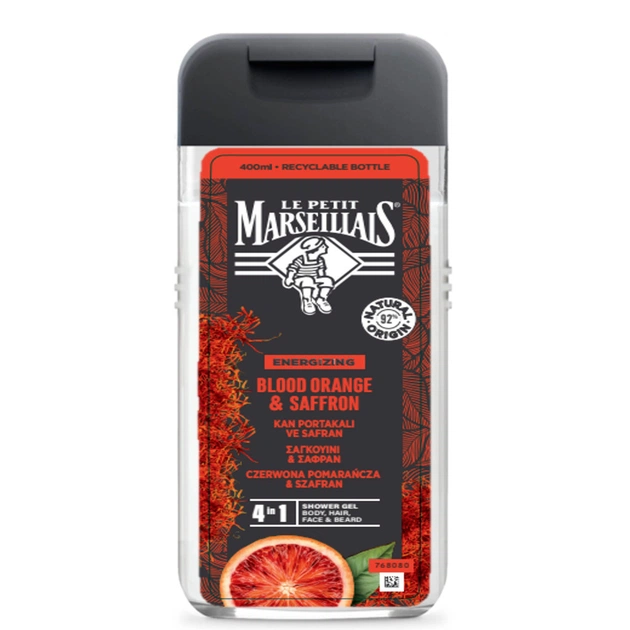 Гель для душу Le Petit Marseillais 3 в 1 Шафран та червоний апельсин 400 мл (3574661715926) - picture 1