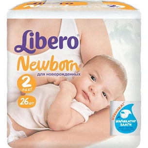 Підгузки Libero Newborn 2 (3-6 кг), 26 шт (7322540594515) зображення 1