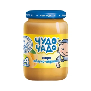 Дитяче пюре Чудо-Чадо Яблуко та Абрикос з 4 місяців 170 г (4820016251427) зображення 1
