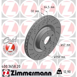 Гальмівний диск ZIMMERMANN 400.3658.20 зображення 1