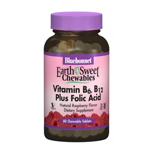 Вітамін Bluebonnet Nutrition Вітамін В6, B12 + Фолієва кислота, Смак Малини, Earth Sweet (BLB-00445) зображення 1