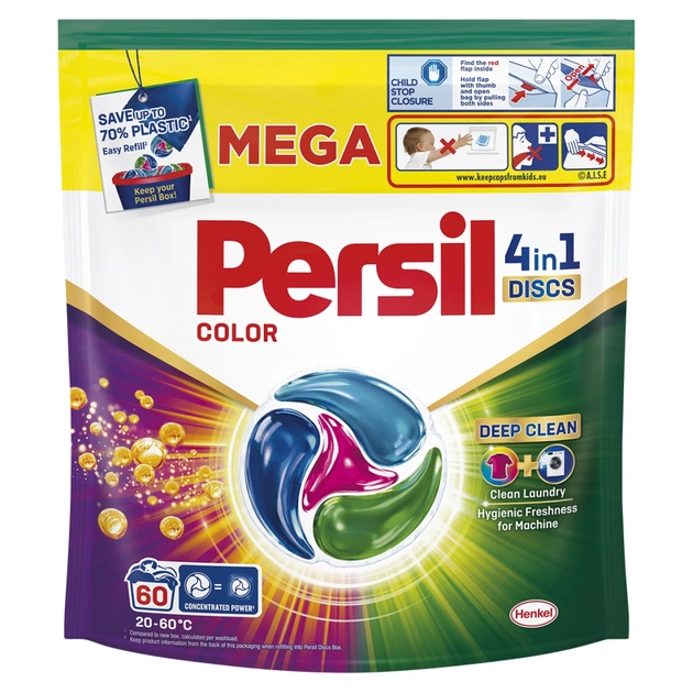Капсулы для стирки Persil 4in1 Discs Color Deep Clean 60 шт. (9000101830880) - изображение 1