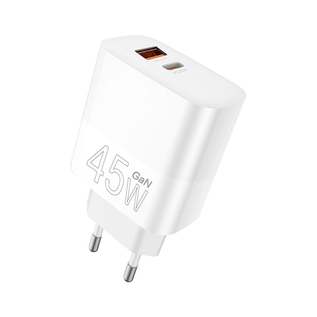 Зарядний пристрій WUW C209 1xUSB-C PD45W + 1xUSB QC3.0 18W White (WUW-C209) - зображення 1