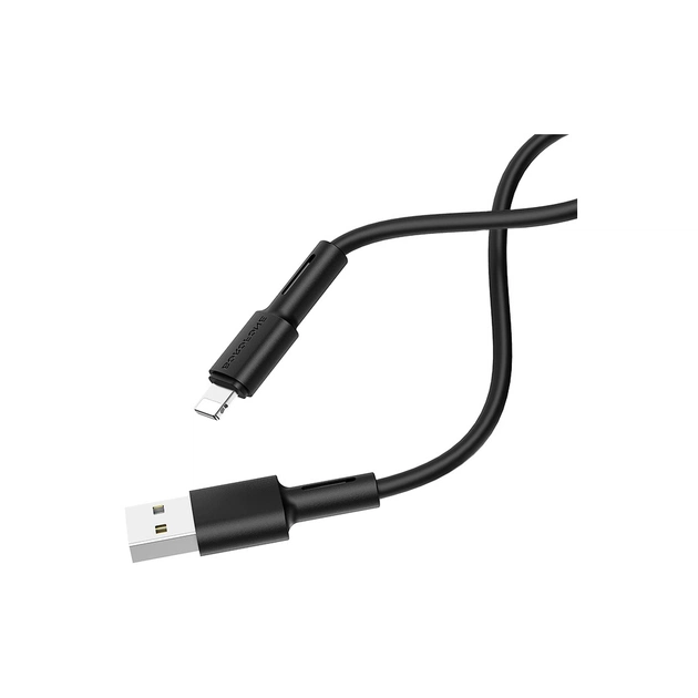 Дата кабель USB 2.0 AM to Lightning 1.0m 2.4A silicone black BOROFONE (6931474710352) - зображення 1