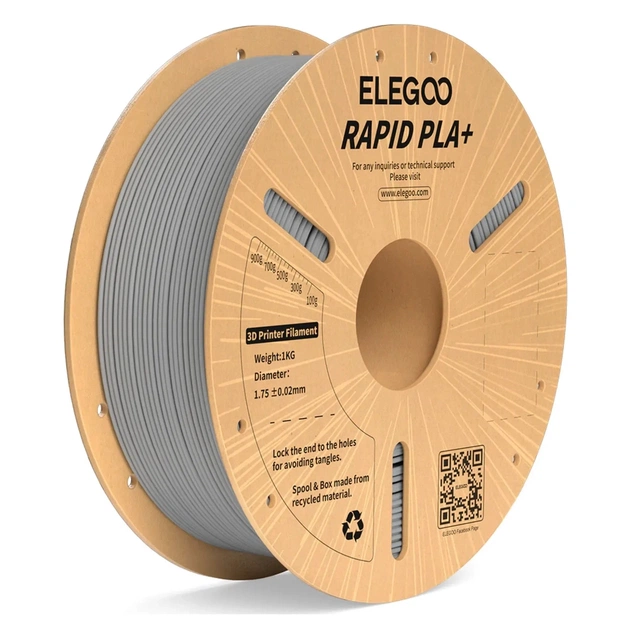 Пластик для 3D-принтера ELEGOO Rapid PLA Plus 1кг, 1.75мм, gray (50.203.0116) - изображение 1