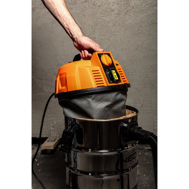 Пилосос будівельний Neo Tools 1600Вт, 18 кПа, 35л, HEPA, колеса, 7.5кг (04-739) - picture 3