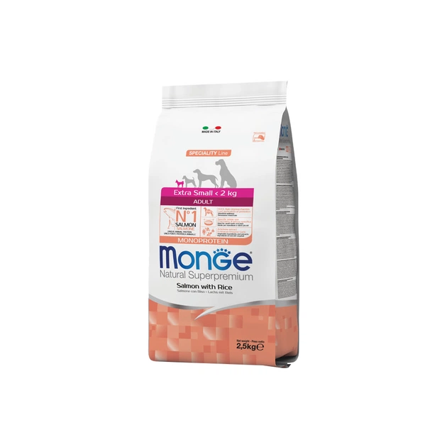 Сухой корм для собак Monge Extra Small Adult Salm/Rice со вкусом лосося 2.5 кг (8009470011464) - изображение 1