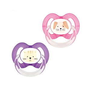 Пустушка Baby-Nova Pets 6-18 міс. рожева/фіолетова 2 шт (3962318) зображення 1