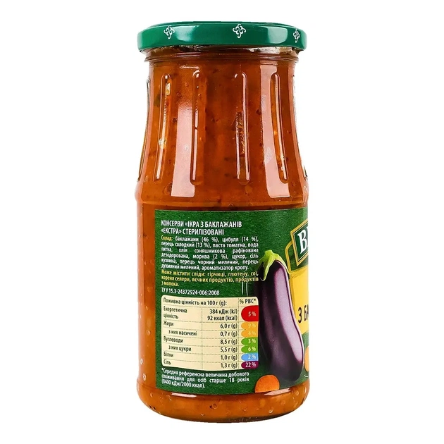 Овочева консервація Верес Ікра з баклажанів 435 г (4823105408566) - picture 3