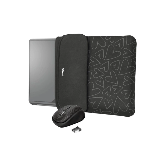 Чохол до ноутбука Trust 15.6" Yvo Mouse & Sleeve Black-hearts + mouse (23440) - зображення 1