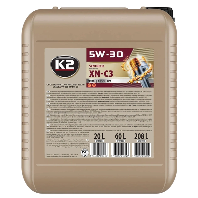 Моторное масло K2 Synthetic SN XN-C3 5W-30 20 л (O15120E) - изображение 1