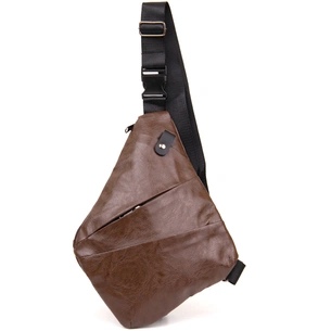 Сумка Vintage Слінг шкірозамінник Темно-коричнева (20566) зображення 1