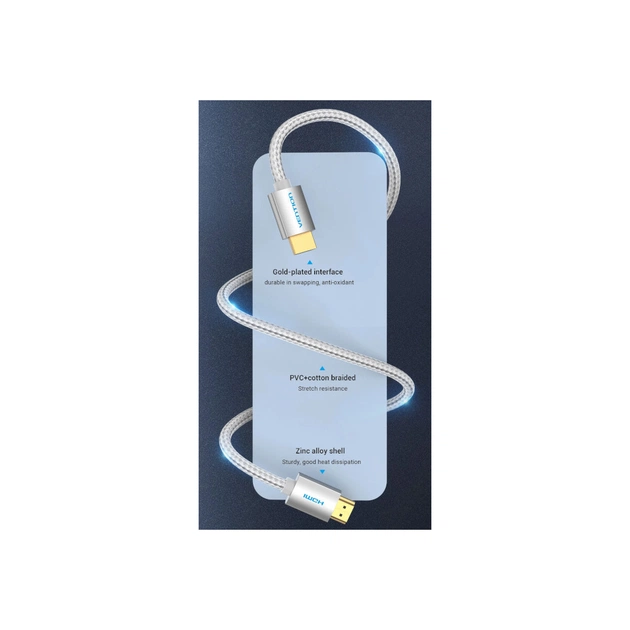 Кабель мультимедійний HDMI to HDMI 15.0m V2.0 4K Silver Metal Type Vention (AABIN) - picture 3
