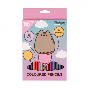 Олівці кольорові Yes Pusheen Balloons двосторонні 18 шт. 36 кол (290751) зображення 1