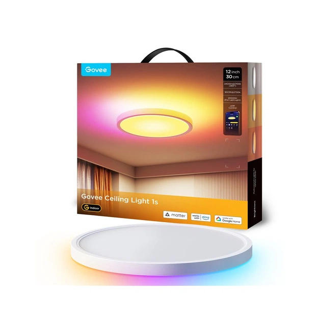 Светильник Govee 12" Smart Ceiling Light, RGBWW + RGBIC, WI-FI/Bluetooth, білий (H80A1C01) - изображение 1