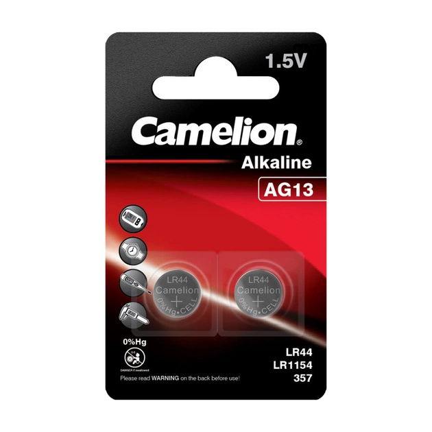 Батарейка AG13 / LR44 Alkaline * 2 Camelion (AG13-BP2) - зображення 1