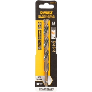 Свердло DeWALT по металу EXTREME IMPACT Black&Gold, HSS-G, 13 х 144,9 х 106,9 мм, 1 шт. (DT20619) зображення 1