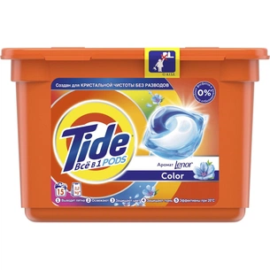 Капсули для прання Tide Все-в-1 Touch of Lenor Fresh Color 15 шт. (4084500569621) зображення 1