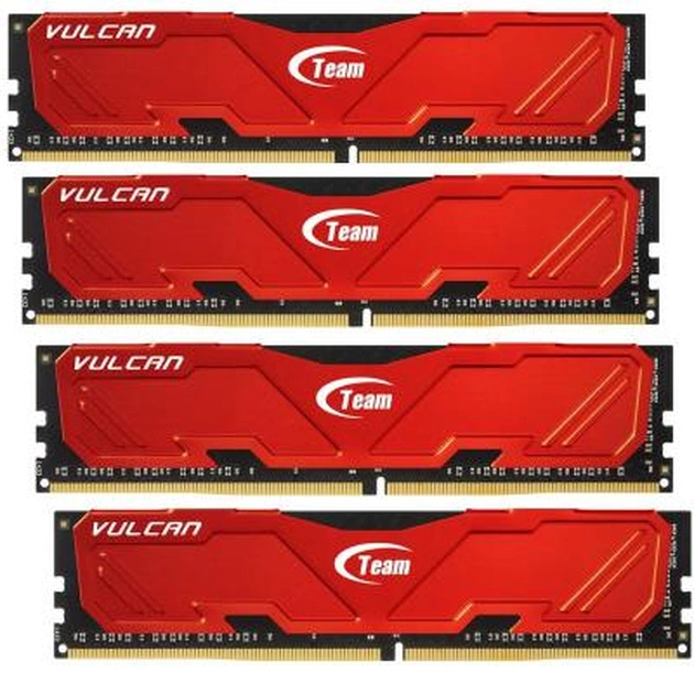 Модуль пам'яті для комп'ютера DDR4 32GB (4x8GB) 2666 MHz Vulcan Red Team (TLRED432G2666HC15AQC01) - изображение 1