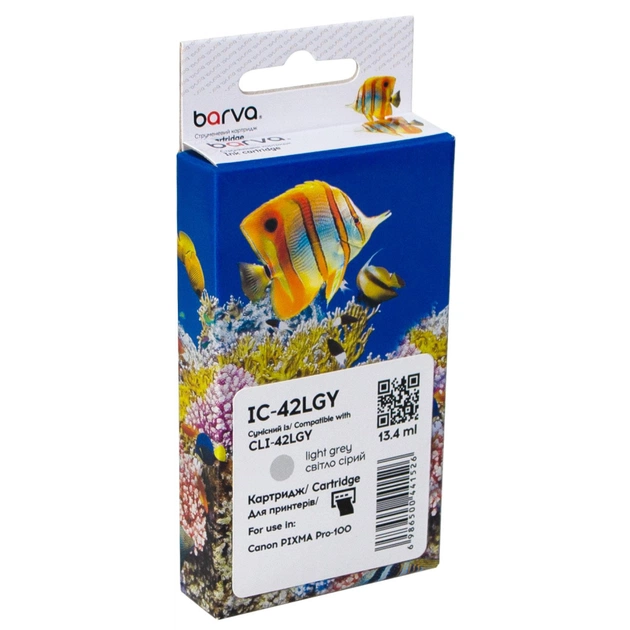 Картридж Barva Canon CLI-42LGY (6391B001) 900sh, light gray (IC-42LGY) - зображення 1