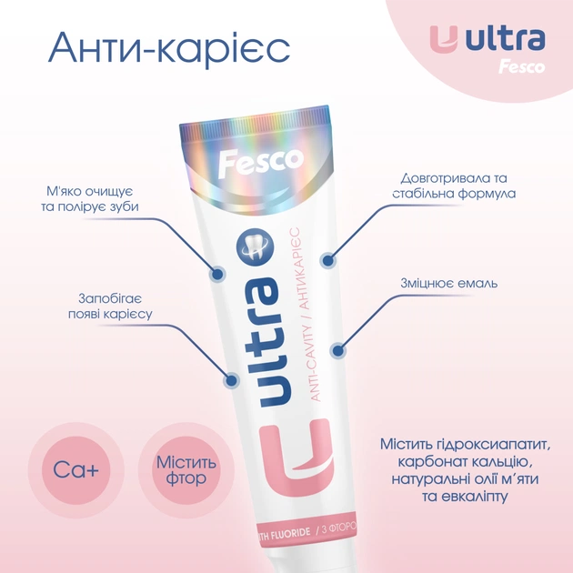 Зубна паста Fesco Ultra Anti-Cavity Антікарієс 100 мл (4820204701963) - picture 3