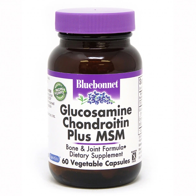 Вітамінно-мінеральний комплекс Bluebonnet Nutrition Глюкозамін & Хондроитин & МСМ, 60 рослинних капсул (BLB1117) - зображення 1