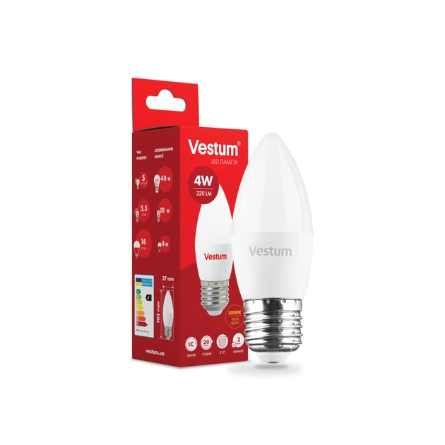 Лампочка Vestum C37 4W 3000K 220V E27 (1-VS-1306) - зображення 1