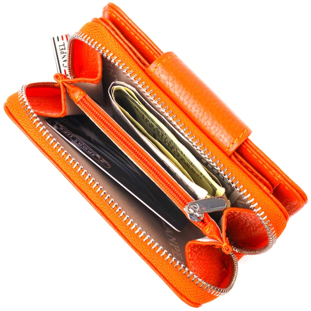 Портмоне Canpellini З натуральної шкіри флотар Помаранчеве (21602) - зображення 9