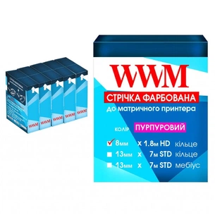 Стрічка до принтерів 8мм х 1.6м HD к. Black*5шт WWM (M8.1.6HS5) зображення 1