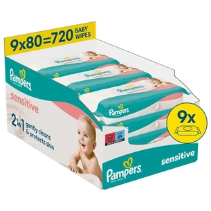 Дитячі вологі серветки Pampers Sensitive, 720 шт (8006530134750) зображення 1