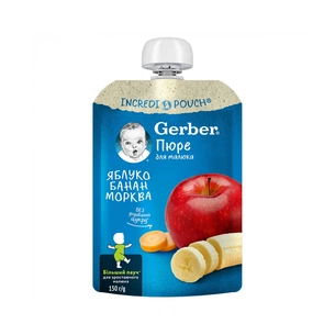Дитяче пюре Gerber Яблуко, банан, морква 150 г (1227057) изображение 1