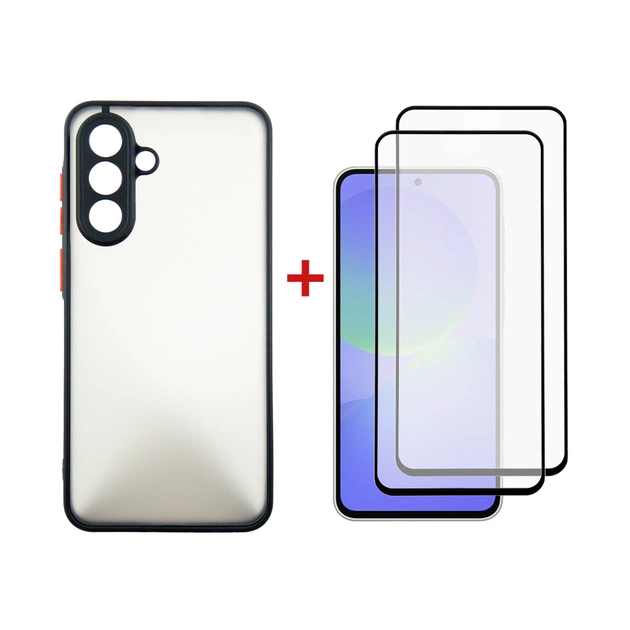 Чохол до мобільного телефона Dengos Samsung Galaxy A36 Matte + glass 2pcs (Black) (DG-CTG2P-15) - зображення 1