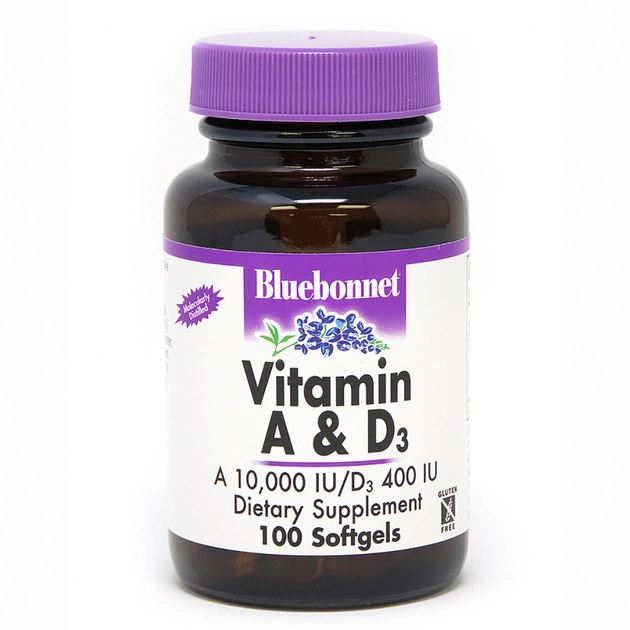 Вітамін Bluebonnet Nutrition Вітамін А і D3 10 000 IU/400 IU, 100 желатинових капсул (BLB0300) - зображення 1