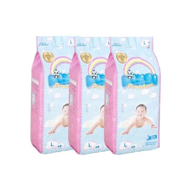 Підгузки Mimzi L 9-14 кг 48 шт. х 3 пачки (MPL3) (4820209800302) - зображення 1