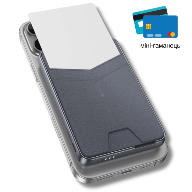 Батарея універсальна HOCO 5000mAh Title PD/20W Magnetic with stand + mini wallet Grey (Q46 / 714988) - зображення 5