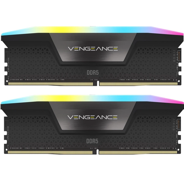 Модуль пам'яті для комп'ютера DDR5 96GB (2x48GB) 6400 MHz Vengeance RGB Black Corsair (CMH96GX5M2B6400C32) - зображення 1