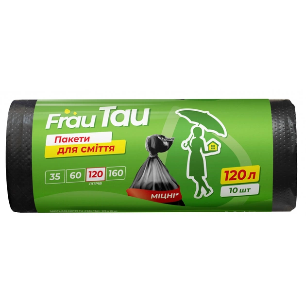 Пакеты для мусора Frau Tau Черные 120 л 10 шт. (4820195508206) - изображение 1